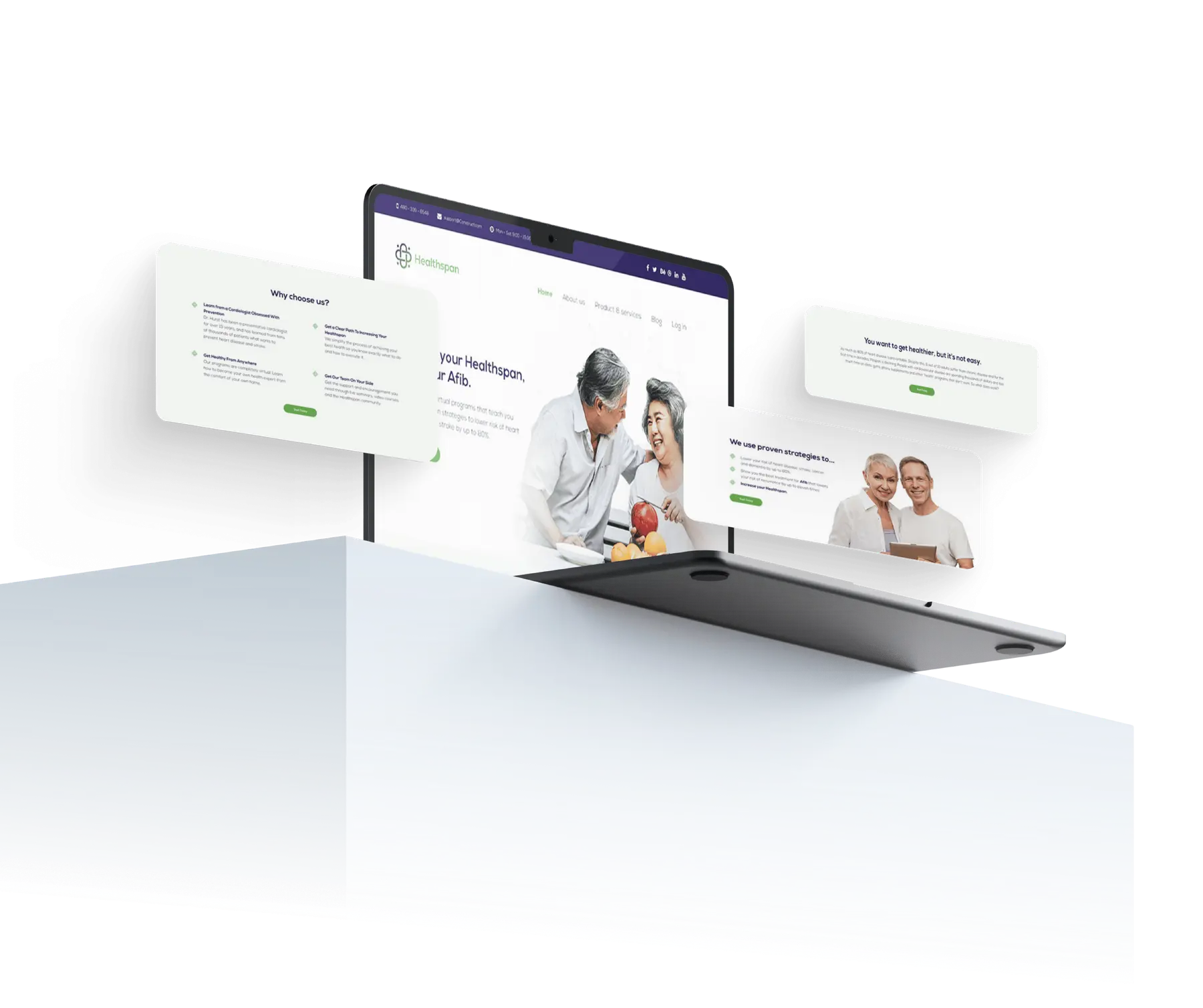 HealthspanMD website design shown on a laptop