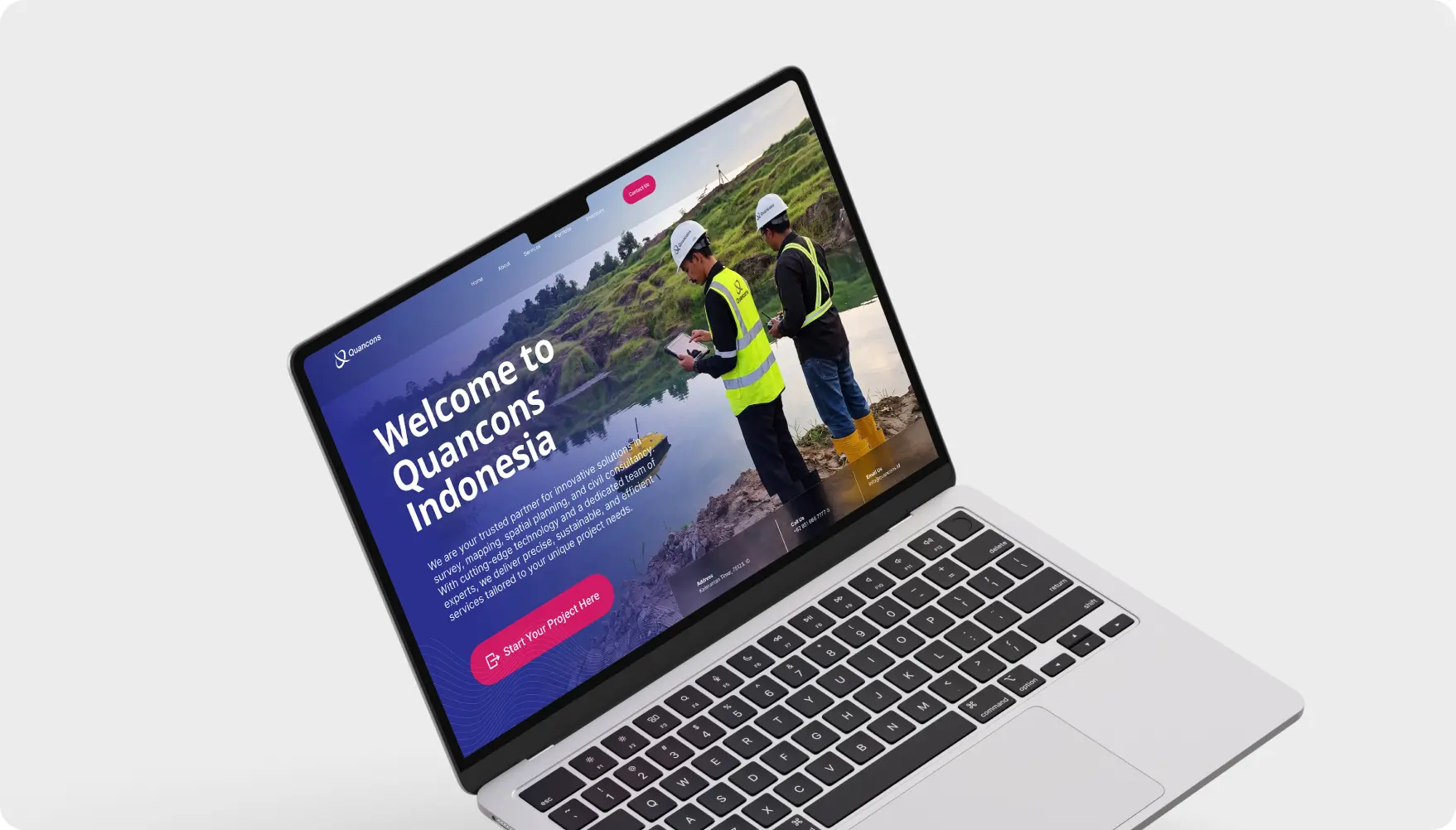 Quancons website shown on a laptop