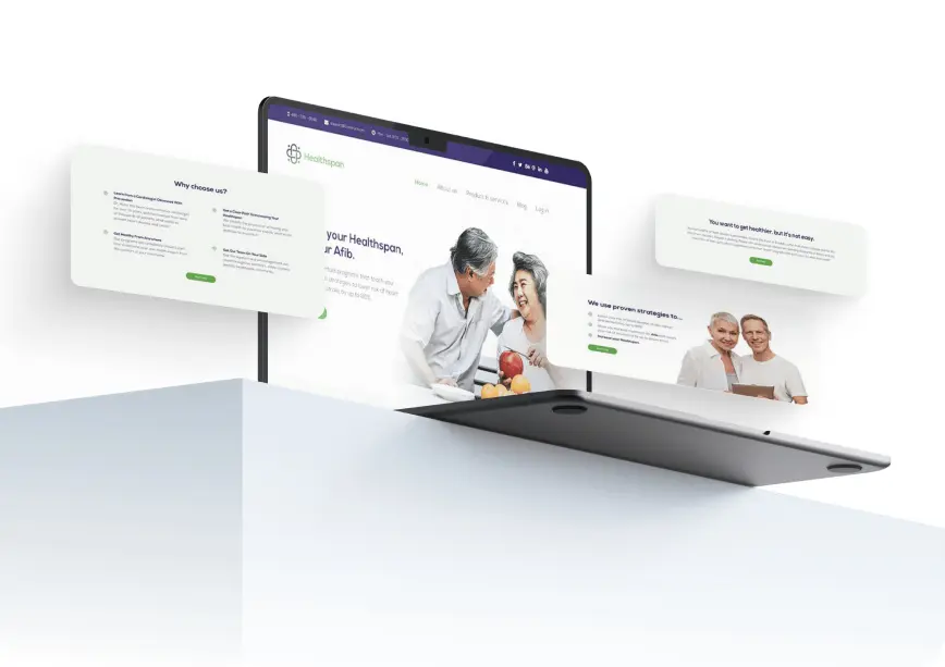 HealthspanMD website design shown on a laptop